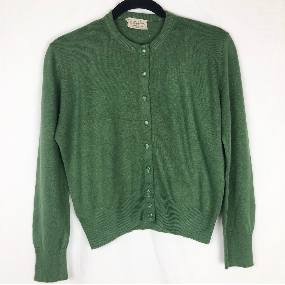 '50s/'60s vintage sage green cardigan sweater